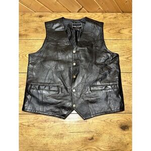 Vintage Rebel Ryder Collections Black Leather Vest Moto Biker‎ Grunge | Men's M